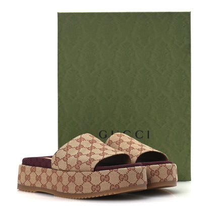 Gucci Canvas GG Monogram Angelina Platform Slide Sandals 39.5 Beige Ruggine 11 of 11