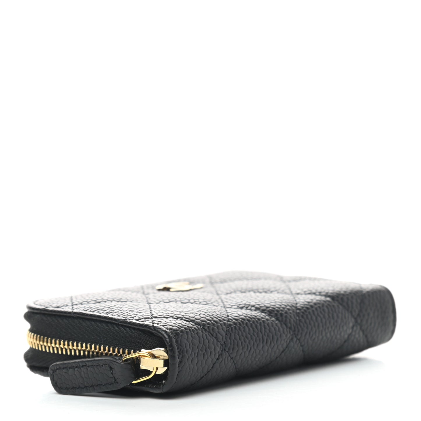 Caviar Quilted Zip Coin Purse Black