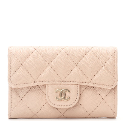 Chanel Caviar Quilted Flap Card Holder Wallet Beige 1 of 7