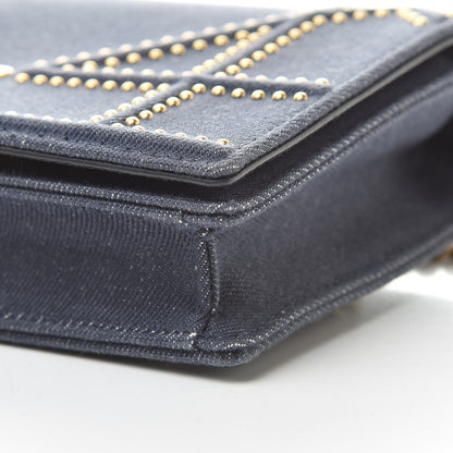 Christian Dior Denim Studded Wallet on Chain Pouch Blue 11 of 12