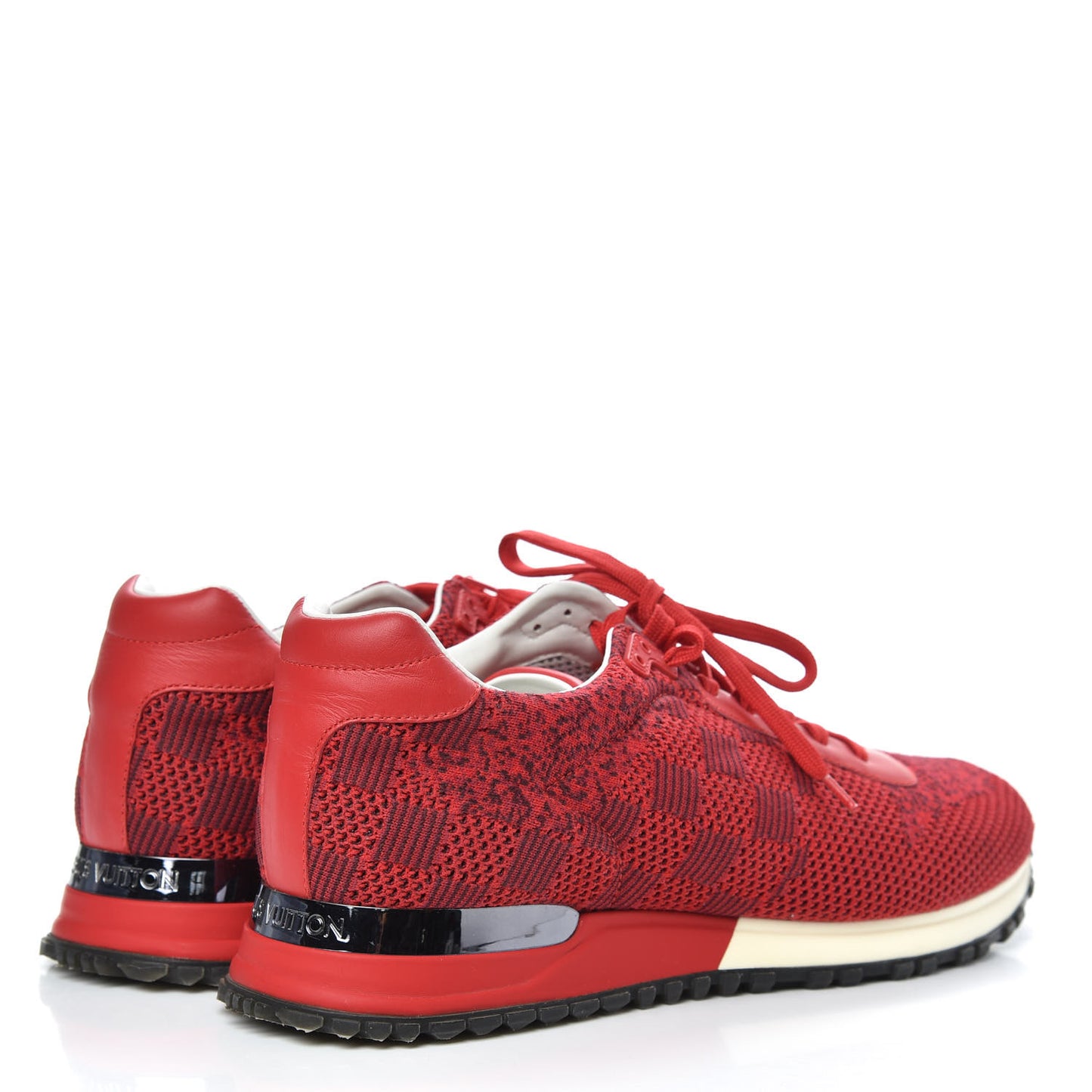 Calfskin Damier Run Away Sneakers 8 Red