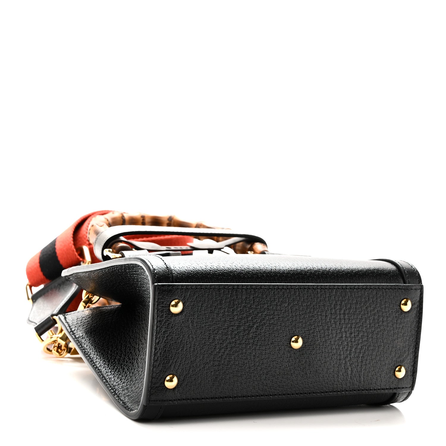 Gucci Textured Dollar Calfskin Web Mini Diana Tote Bag Black 4 of 10