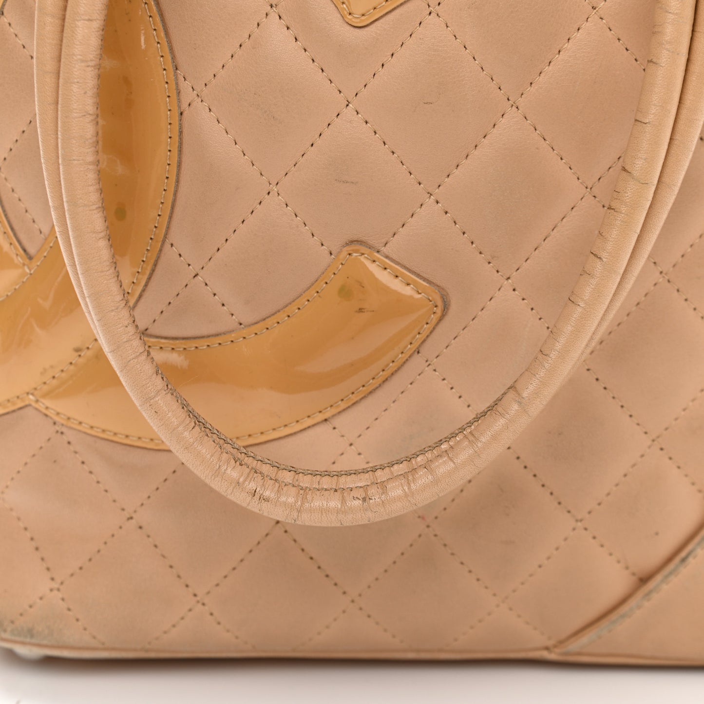 Calfskin Quilted Medium Cambon Tote Beige