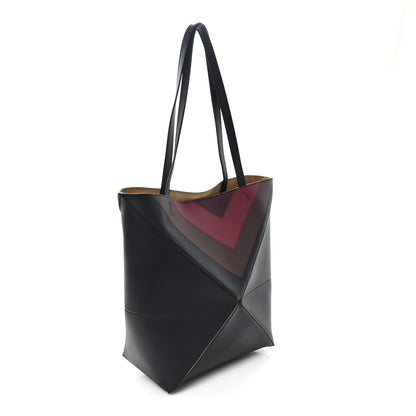 Loewe X ALBERS Nappa Calfskin Medium Puzzle Fold Tote Black Burgundy 3 of 11
