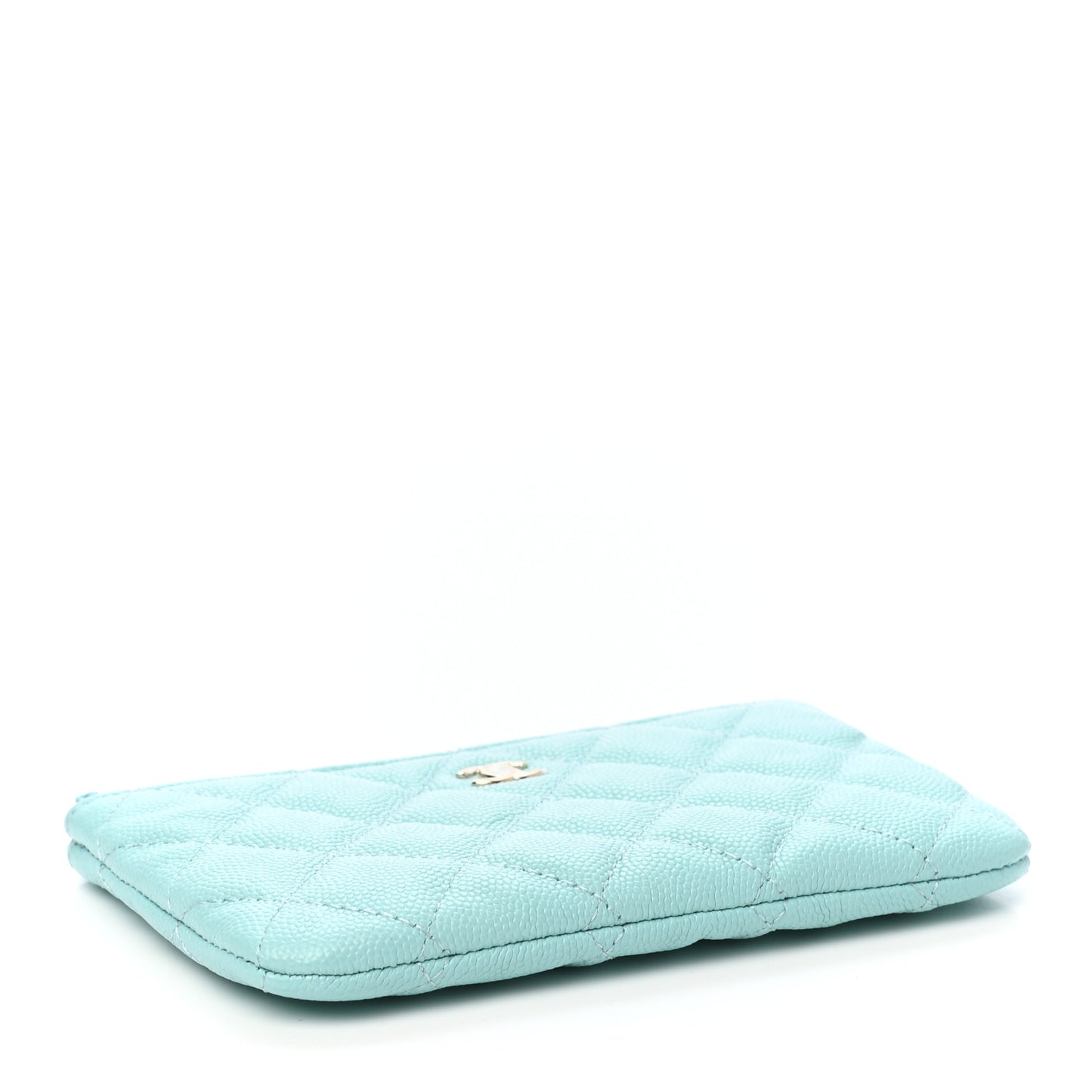 Caviar Quilted Small Cosmetic Case Light Blue