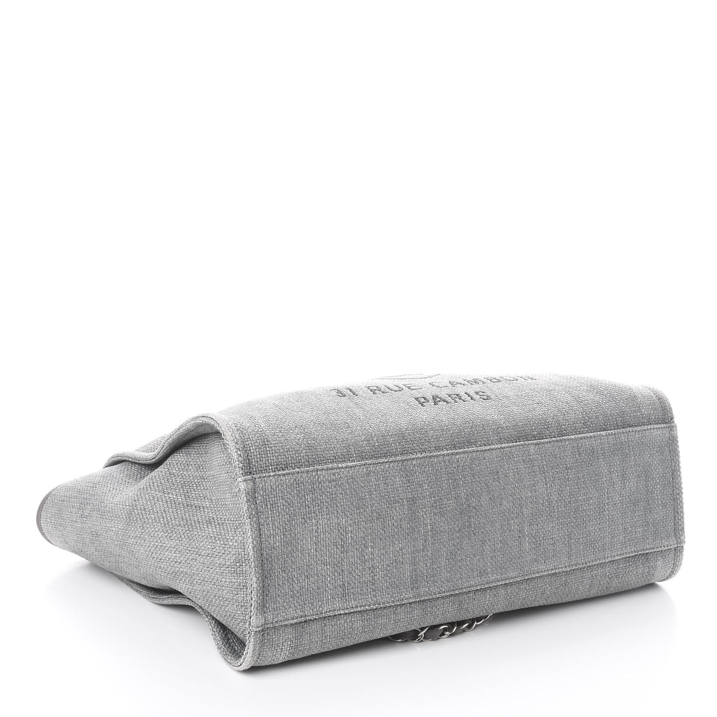 Woven Straw Raffia Medium Deauville Tote Grey