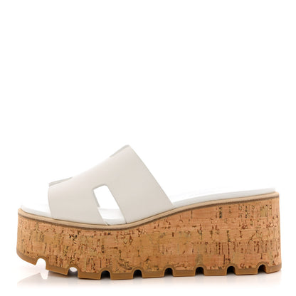 Hermes Calfskin Cork Eze 30 Sandals 35 White 1 of 9