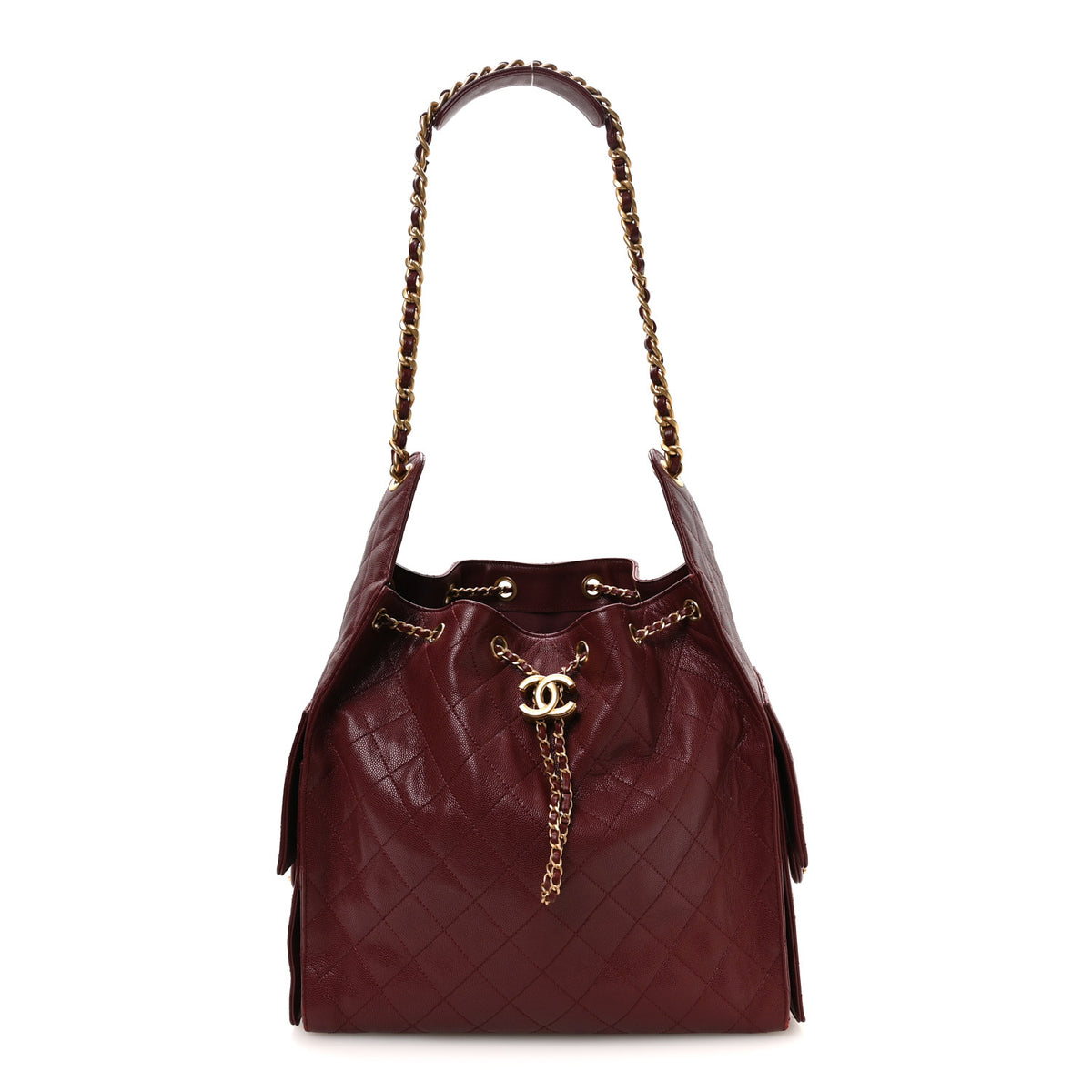 Caviar Quilted Medium Chanel 25 Handbag Burgundy