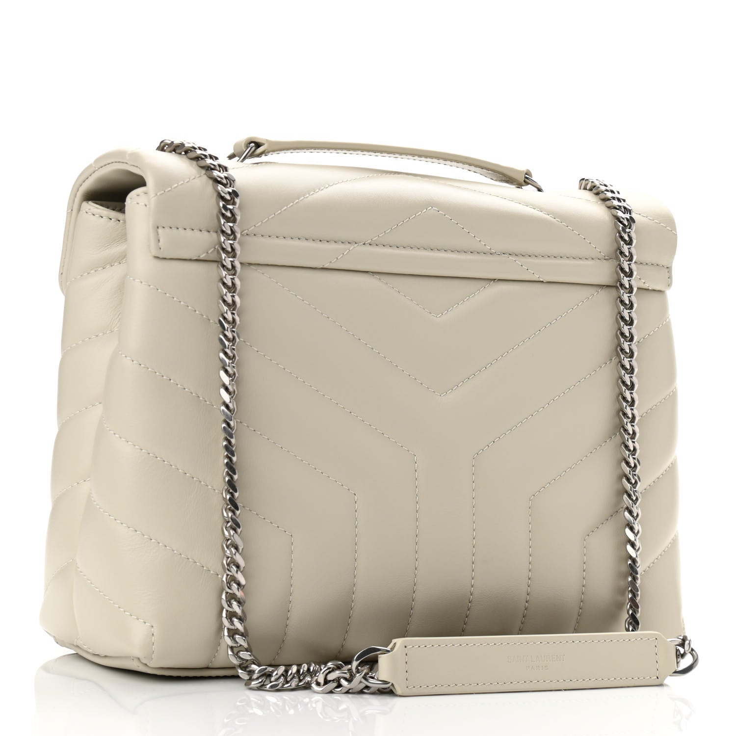 Saint Laurent Calfskin Y Quilted Monogram Small Loulou Chain Satchel Blanc Vintage 2 of 9