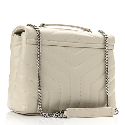 Saint Laurent Calfskin Y Quilted Monogram Small Loulou Chain Satchel Blanc Vintage 2 of 9