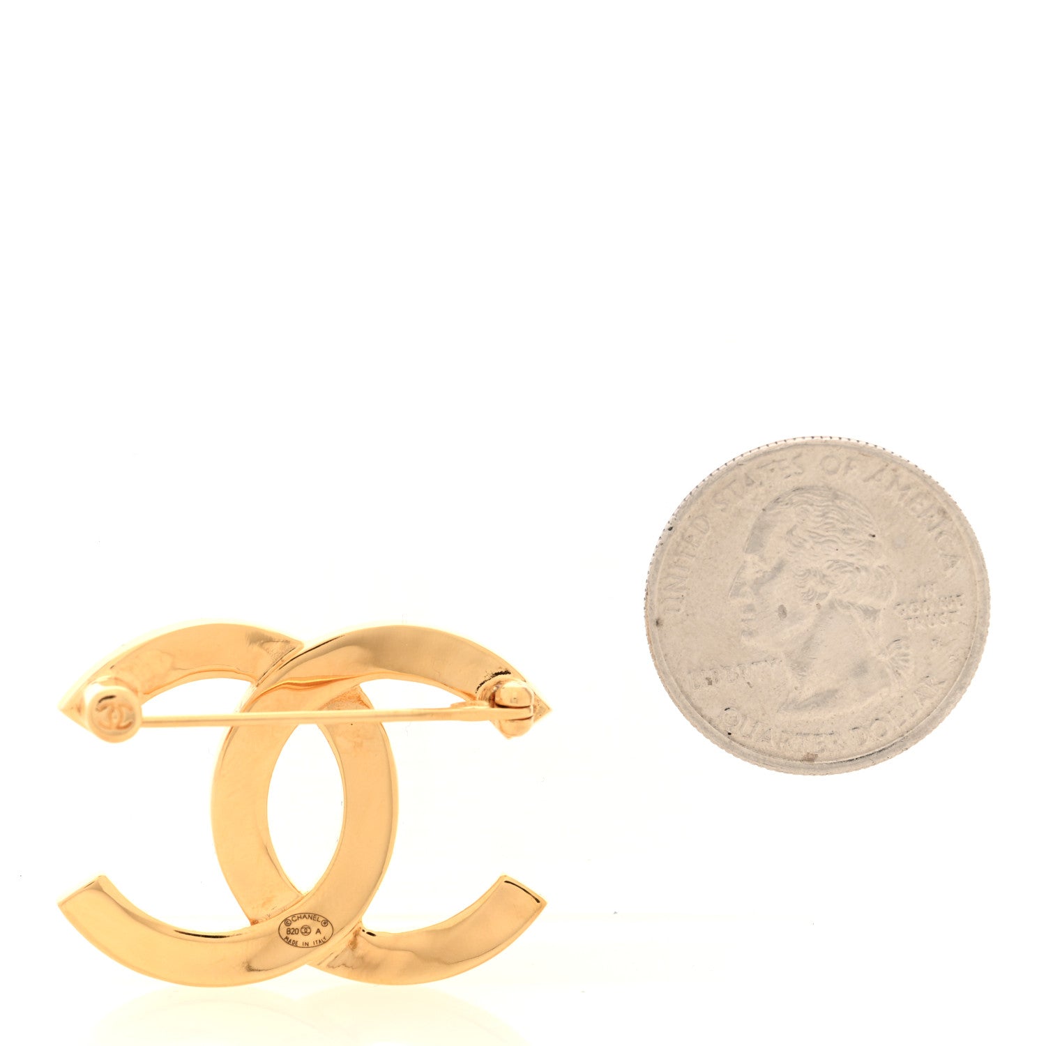 Chanel Metal Paris Button CC Large Brooch Gold 2 of 4