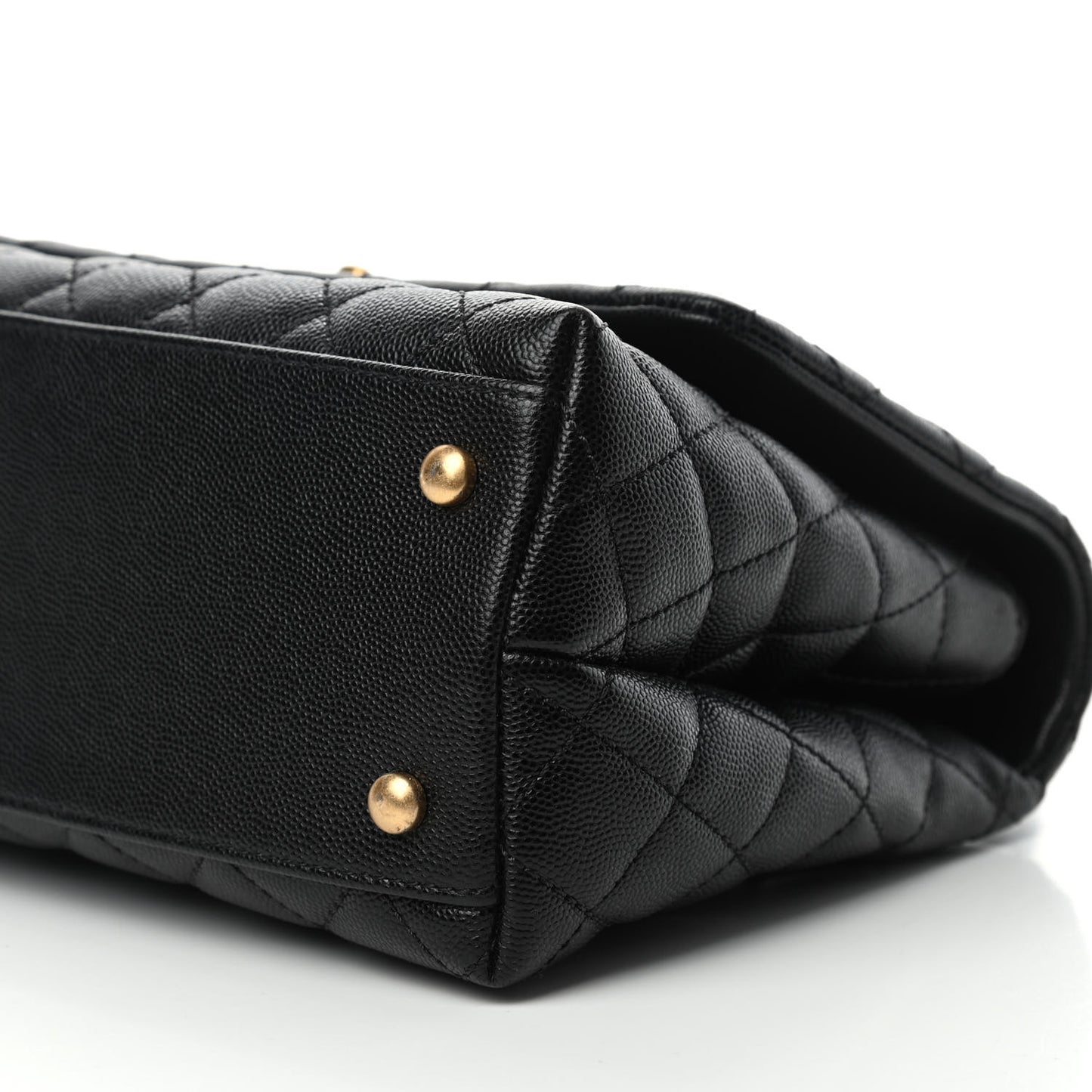 Caviar Lizard Embossed Quilted Small Coco Handle Flap Black