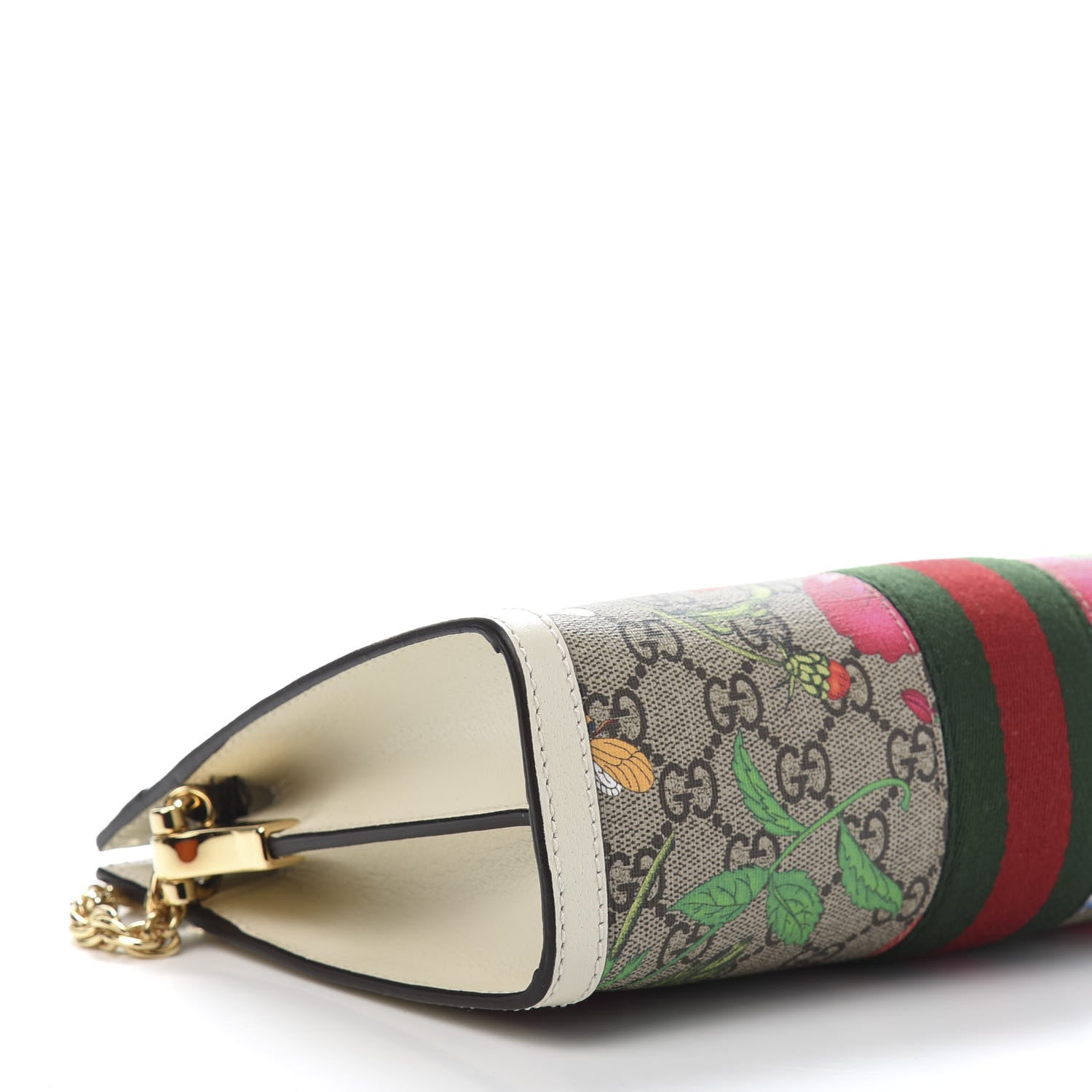 Gucci GG Supreme Monogram Flora Web Small Ophidia Chain Shoulder Bag White 8 of 11