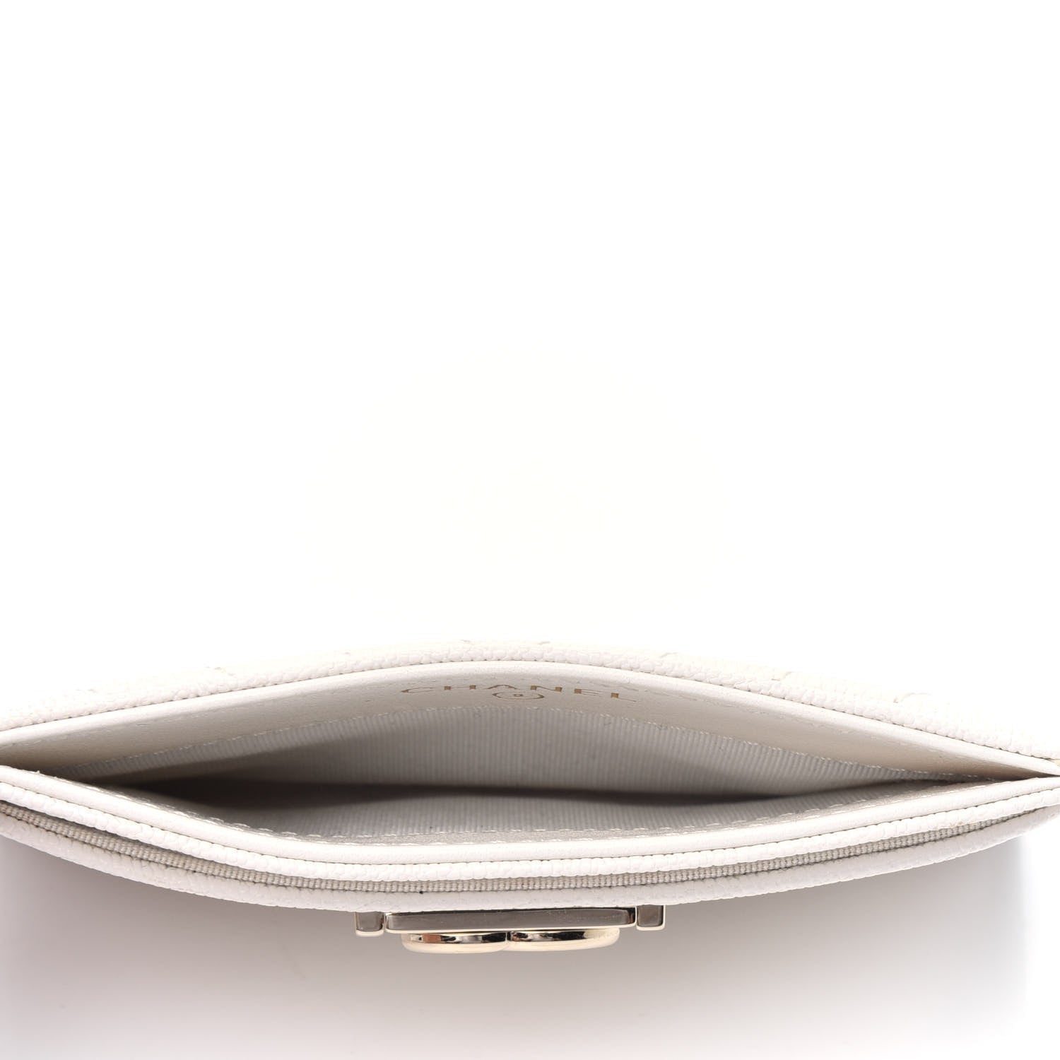 Chanel Caviar Chevron Quilted Boy Card Holder White 3 of 4