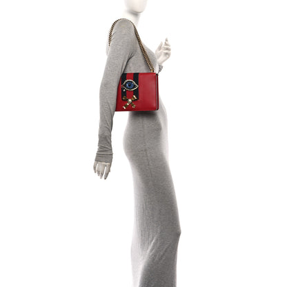 Gucci Calfskin Web Medium Peony Chain Shoulder Bag Red 2 of 10