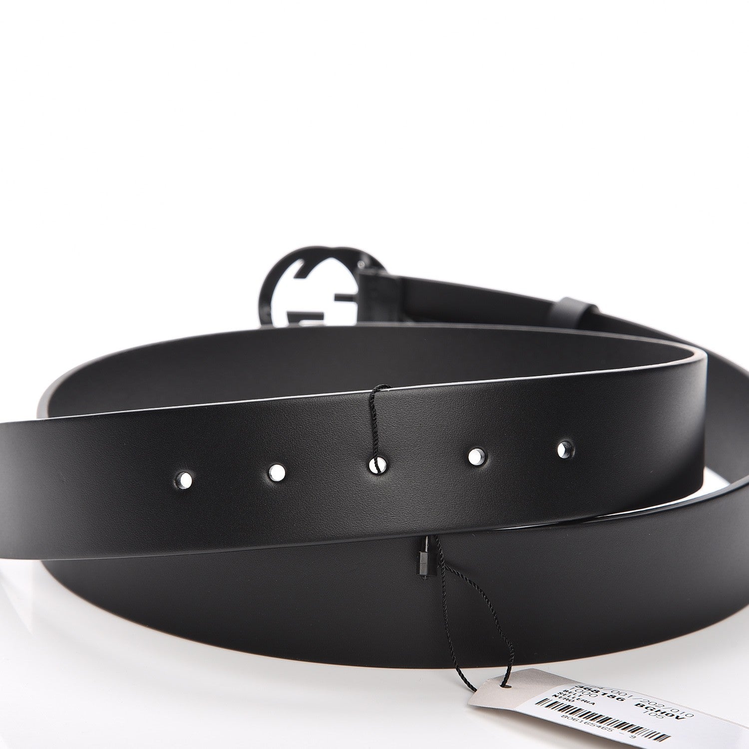 Gucci Selleria Calfskin Monochrome Interlocking G 37mm Belt 105 42 Black 8 of 12
