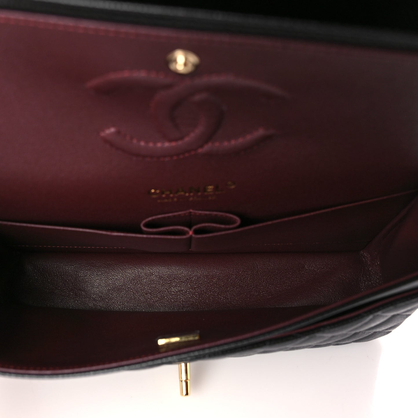 Caviar Quilted Medium Double Flap Black