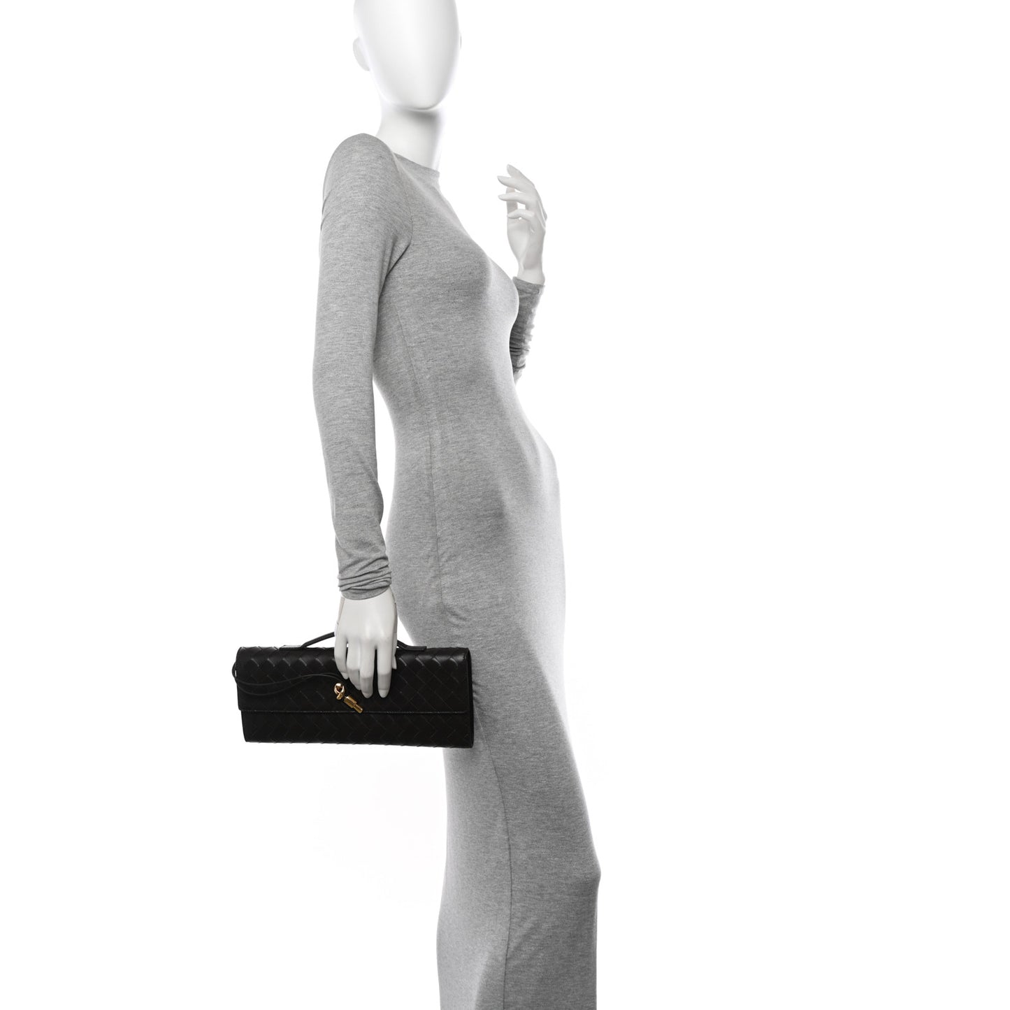 Nappa Intrecciato Long Andiamo Top Handle Clutch Fondant