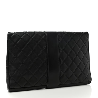 Chanel Lambskin Quilted Grip Clutch Black 3 of 8