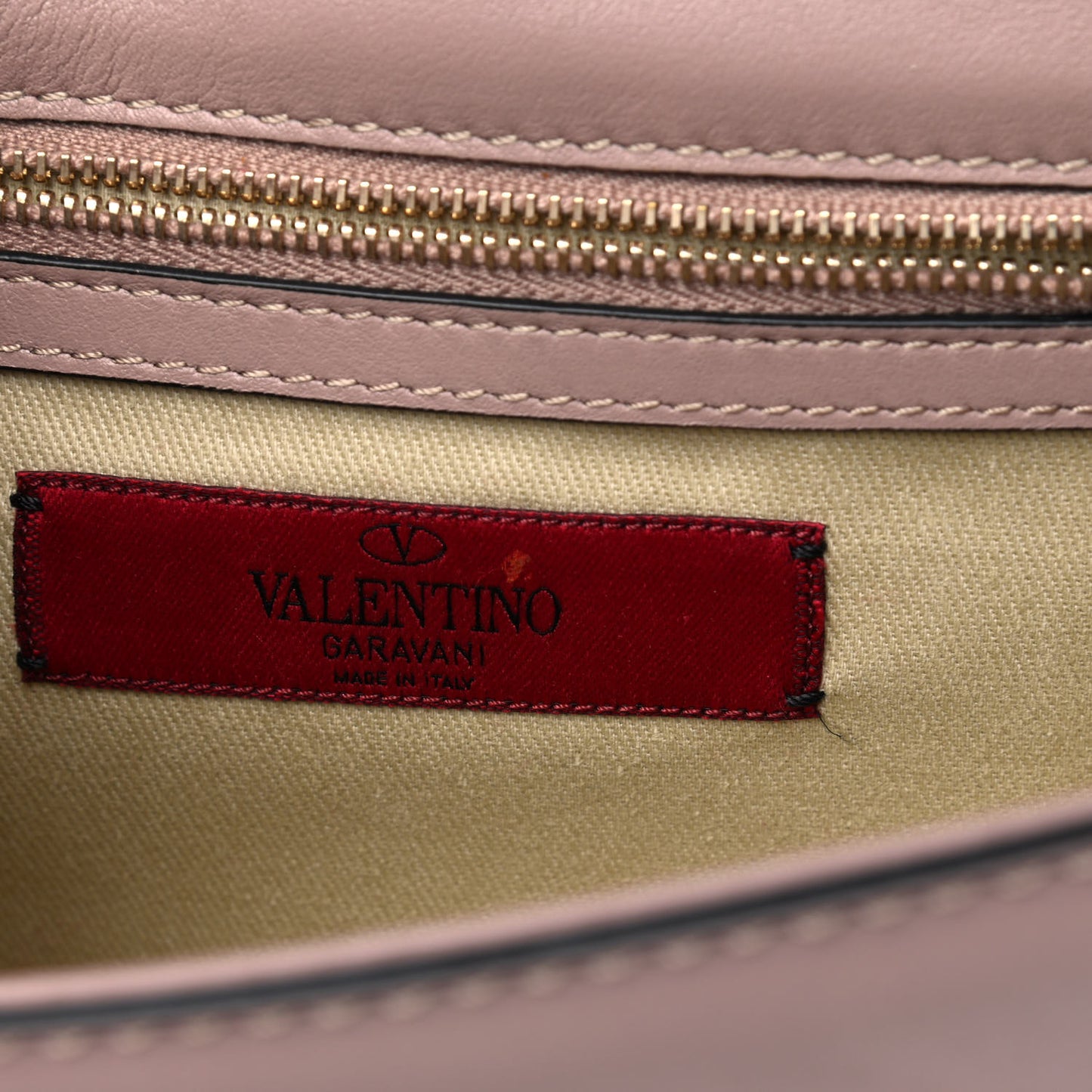 Vitello Small Glam Lock Rockstud Flap Poudre