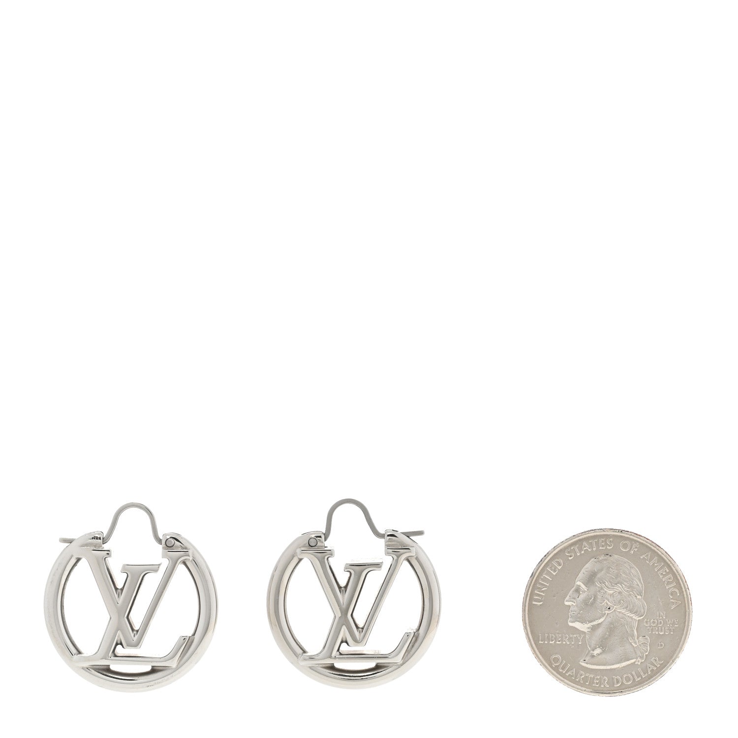 Louis Vuitton Palladium Small Louise Hoop Earrings Silver 2 of 5