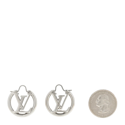 Louis Vuitton Palladium Small Louise Hoop Earrings Silver 2 of 5
