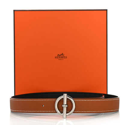 Hermes Chamonix Epsom Reversible Glenan 24mm Belt 70 Black Gold 9 of 9