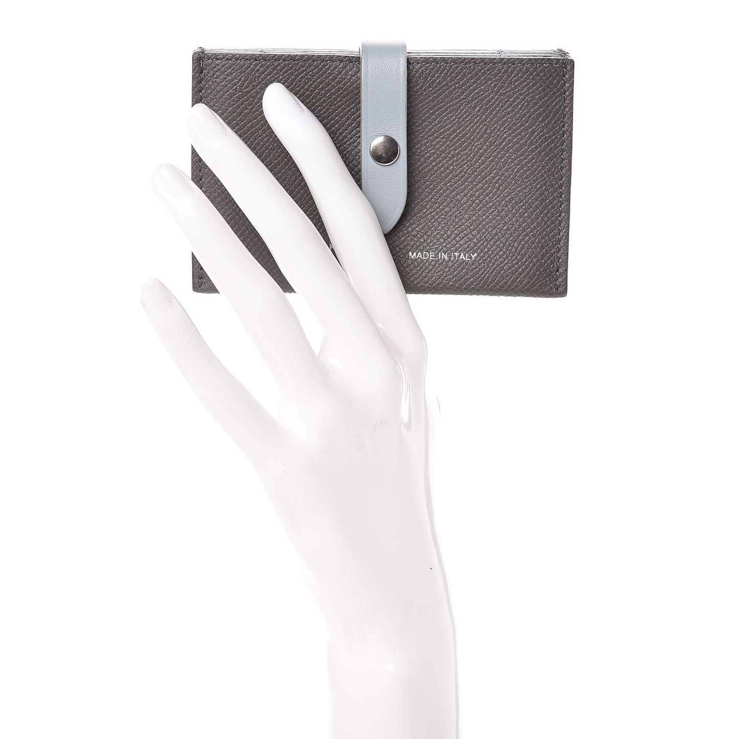 Grained Shiny Calfskin Accordion Card Holder Grey