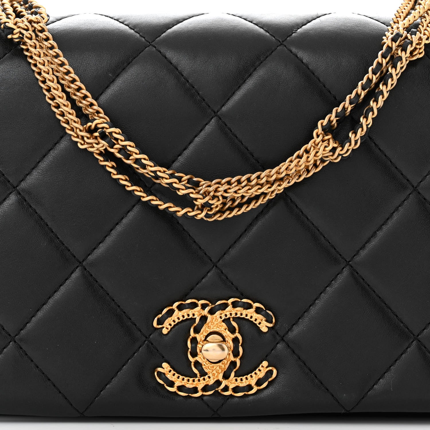 Chanel Lambskin Quilted On And On Small Chain Flap Black 8 of 11