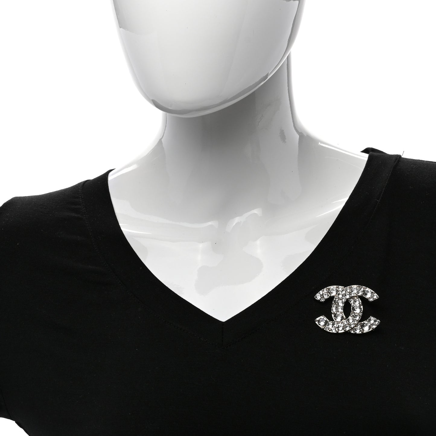 Crystal Large CC Brooch Silver