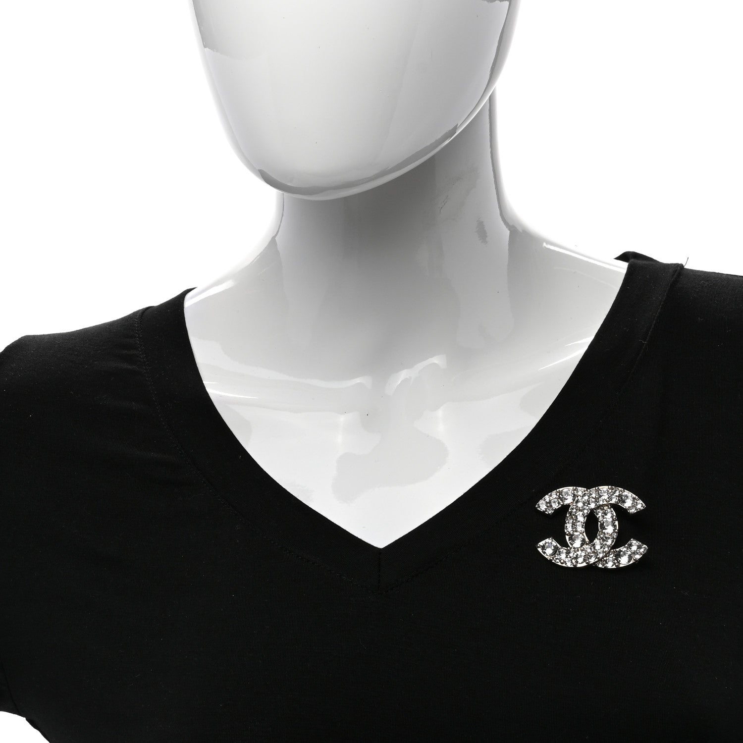 Chanel Crystal Large CC Brooch Silver 2 of 4