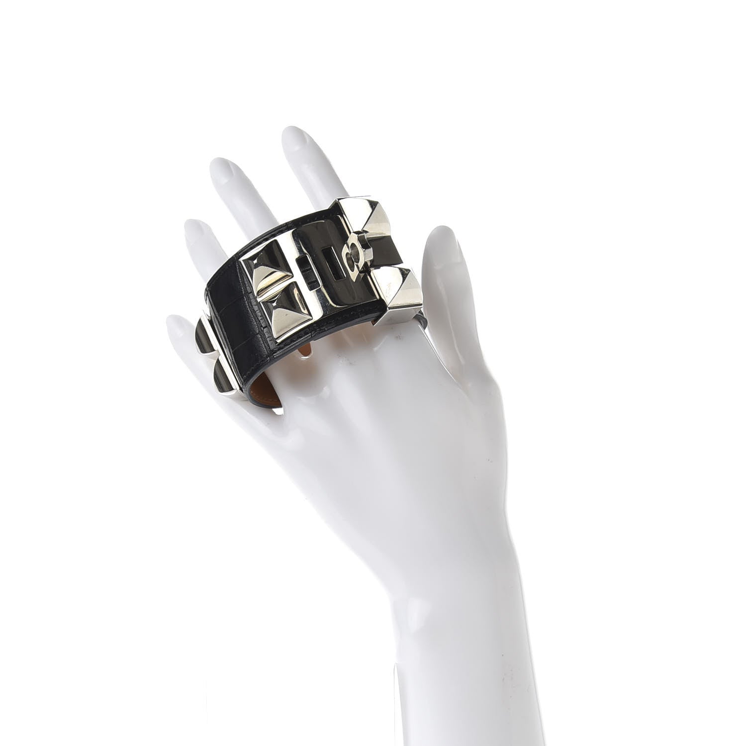 Hermes Shiny Alligator Collier de Chien CDC Bracelet S Black 2 of 5