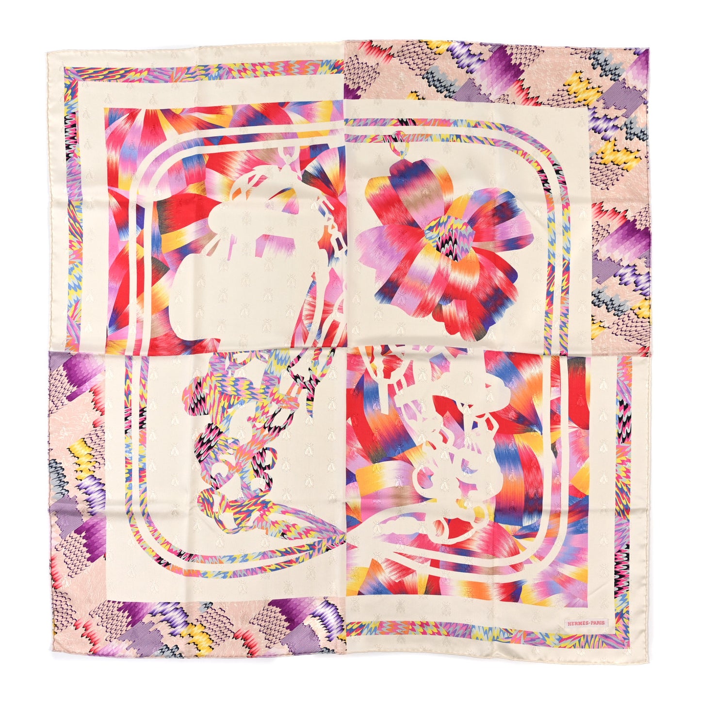 Silk Brides De Gala Marble Scarf 90 Rose Ivoire Multicolor