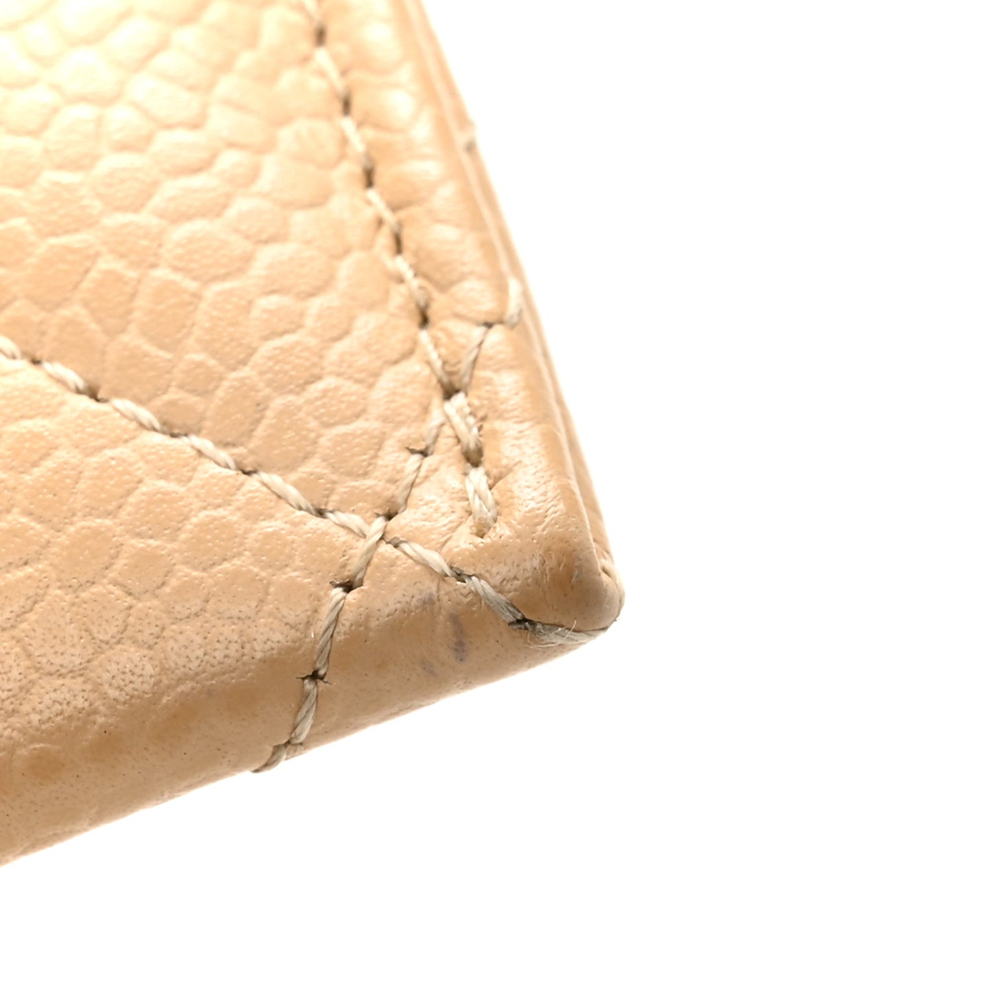 Caviar Quilted Card Holder Beige