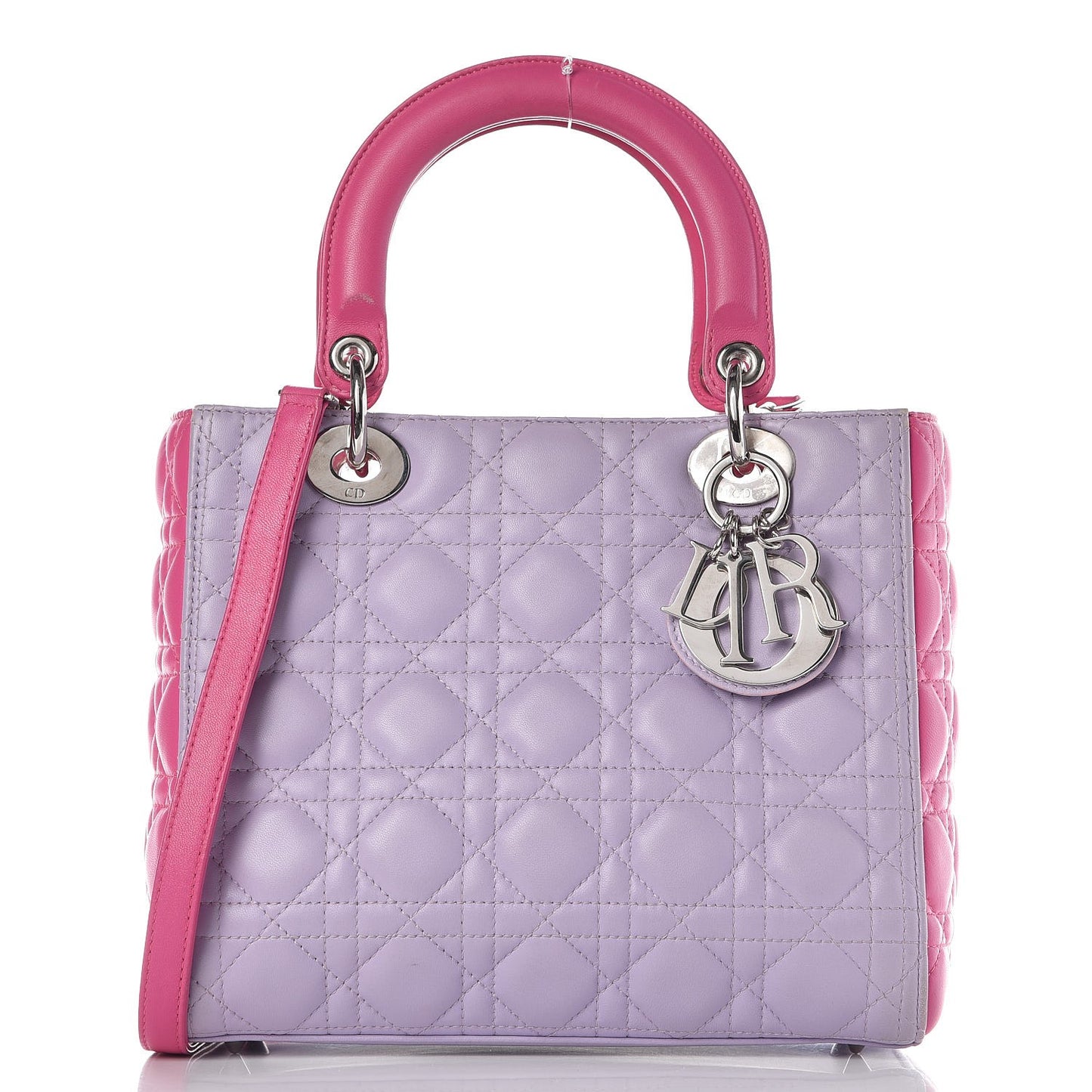 Lambskin Cannage Medium Bi-Color Lady Dior Pink Purple