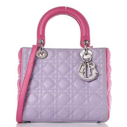 Christian Dior Lambskin Cannage Medium Bi-Color Lady Dior Pink Purple 1 of 17