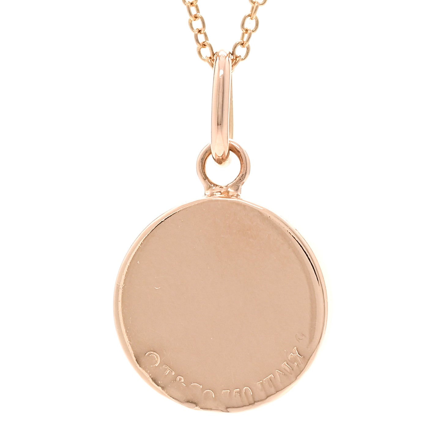 18K Rose Gold Diamond 1837 Circle Charm Pendant Necklace