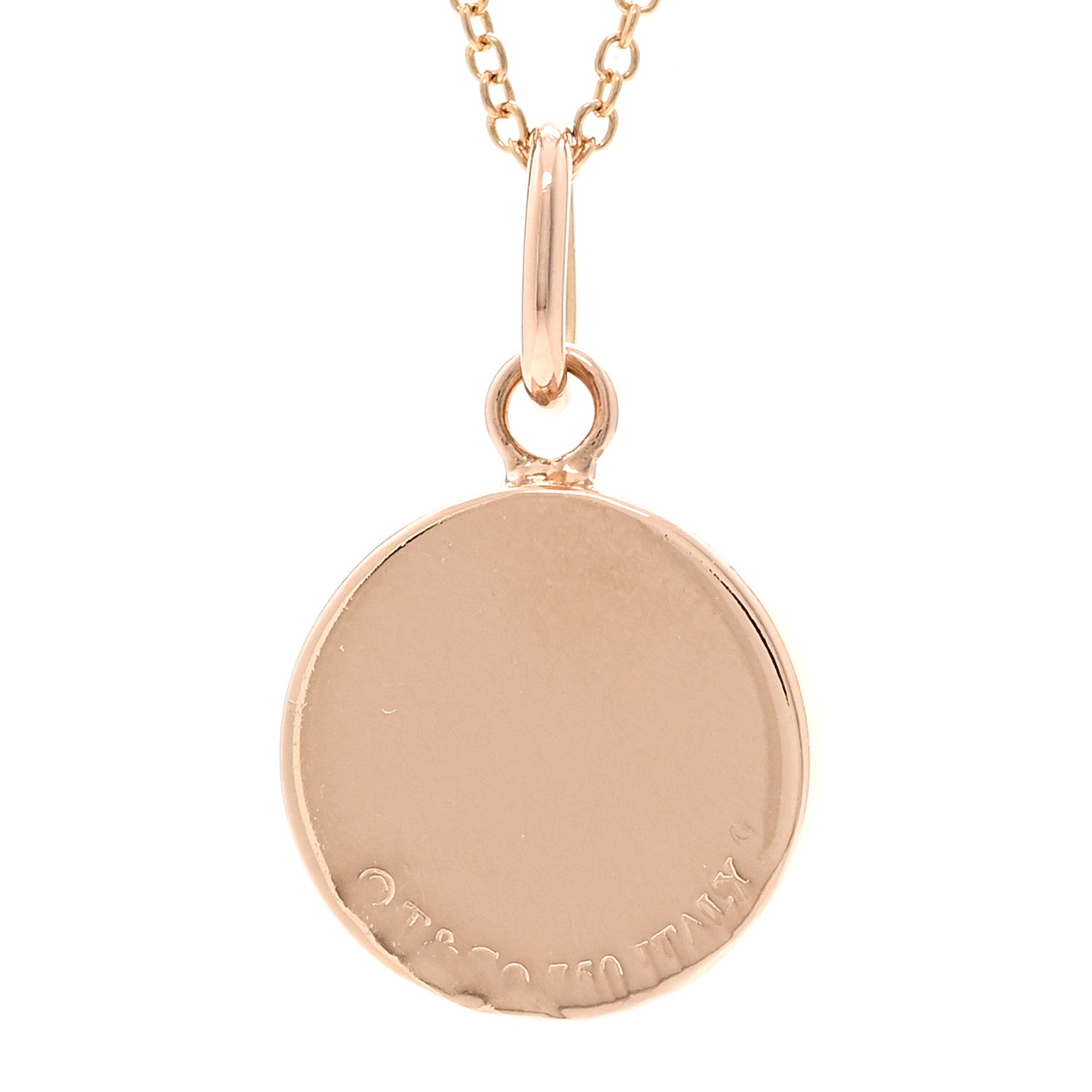 Tiffany 18K Rose Gold Diamond 1837 Circle Charm Pendant Necklace 5 of 6