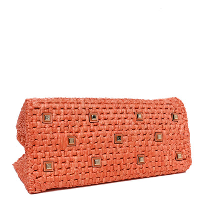 Salvatore Ferragamo Raffia L Studio Box Tote Aragosta 4 of 10