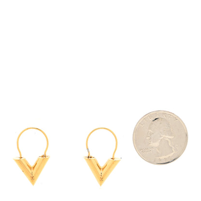 Louis Vuitton Brass Essential V Hoop Earrings Gold 2 of 5