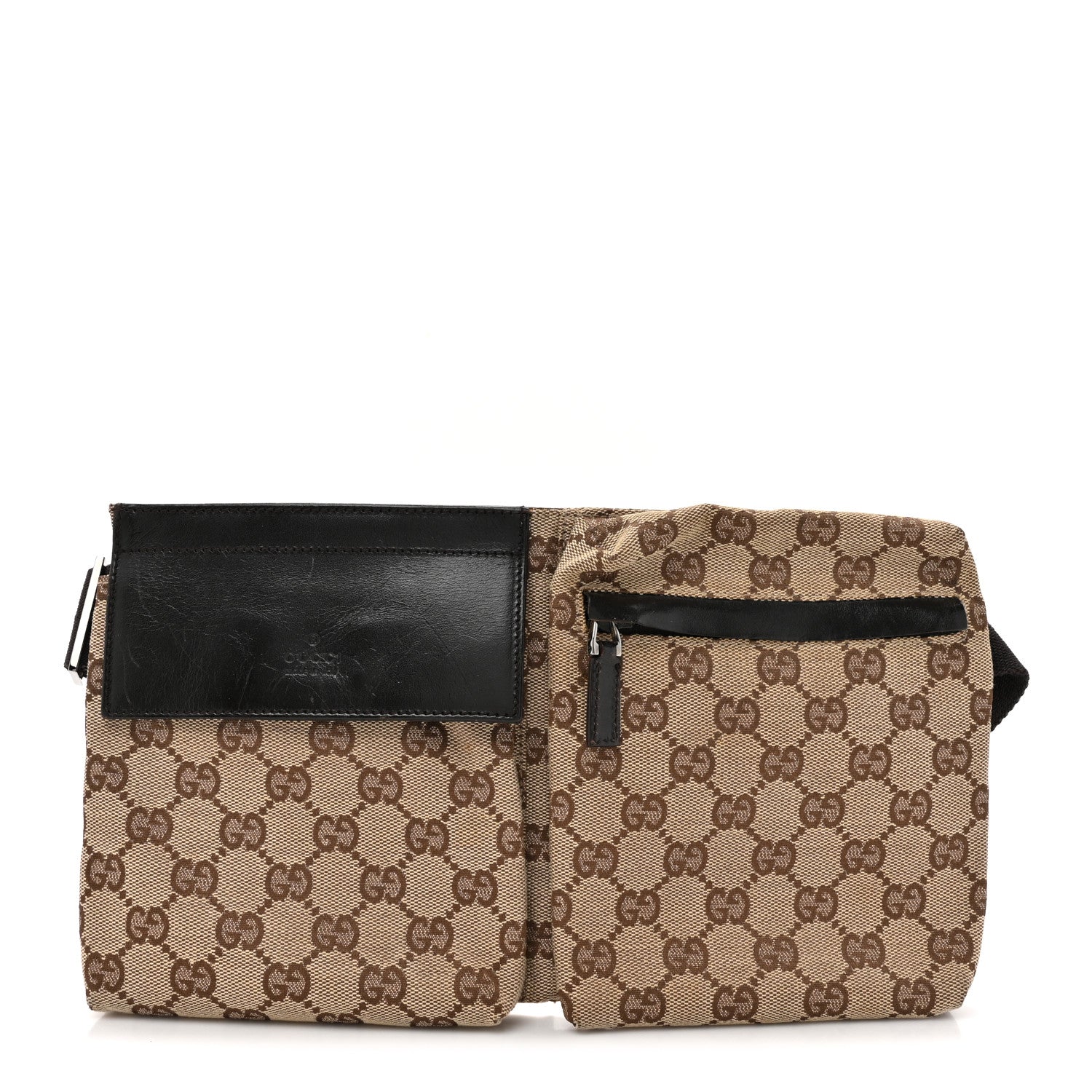 Gucci GG Monogram Double Pocket Belt Bag Dark Brown 1 of 12