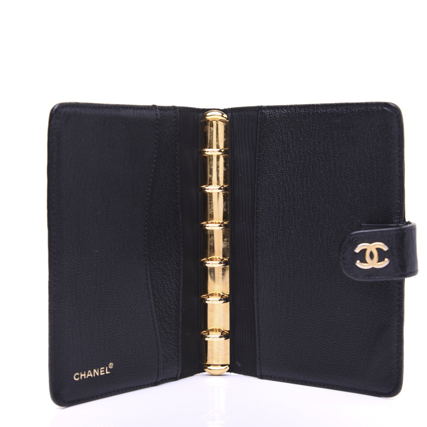 Goatskin Small Ring Agenda Planner Black