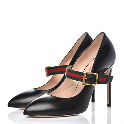 Gucci Malaga Kid Sylvie High Heel Pumps 40 Black 3 of 9