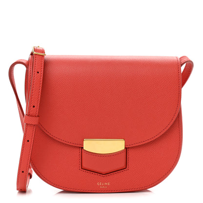 Celine Grained Calfskin Small Trotteur Coquelicot 1 of 8