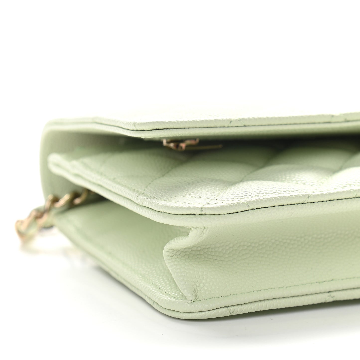 Caviar Quilted Wallet On Chain WOC Light Green