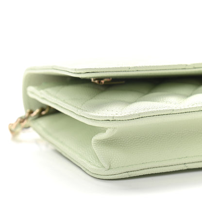 Chanel Caviar Quilted Wallet On Chain WOC Light Green 9 of 10