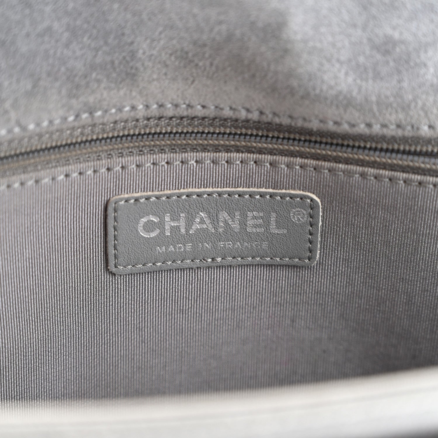 Chanel Suede Chocolate Bar Whipstitch Mademoiselle Flap Grey 6 of 10