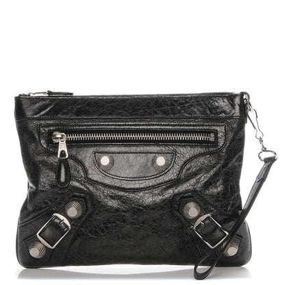 Balenciaga Chevre Giant 21 Silver Hardware Flat Handle Clutch Black 1 of 7