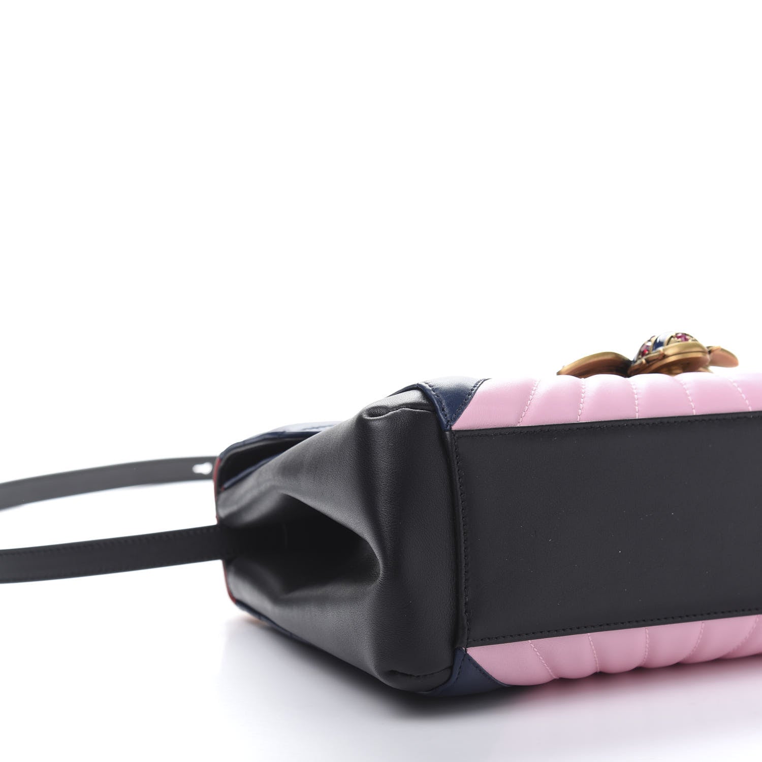 Gucci Calfskin Bamboo Trapuntata Queen Margaret Top Handle Bag Blue Agata Hibiscus Red Mystic White Sugar Pink 6 of 11