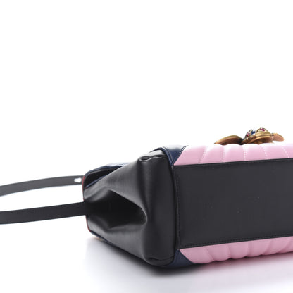 Gucci Calfskin Bamboo Trapuntata Queen Margaret Top Handle Bag Blue Agata Hibiscus Red Mystic White Sugar Pink 6 of 11